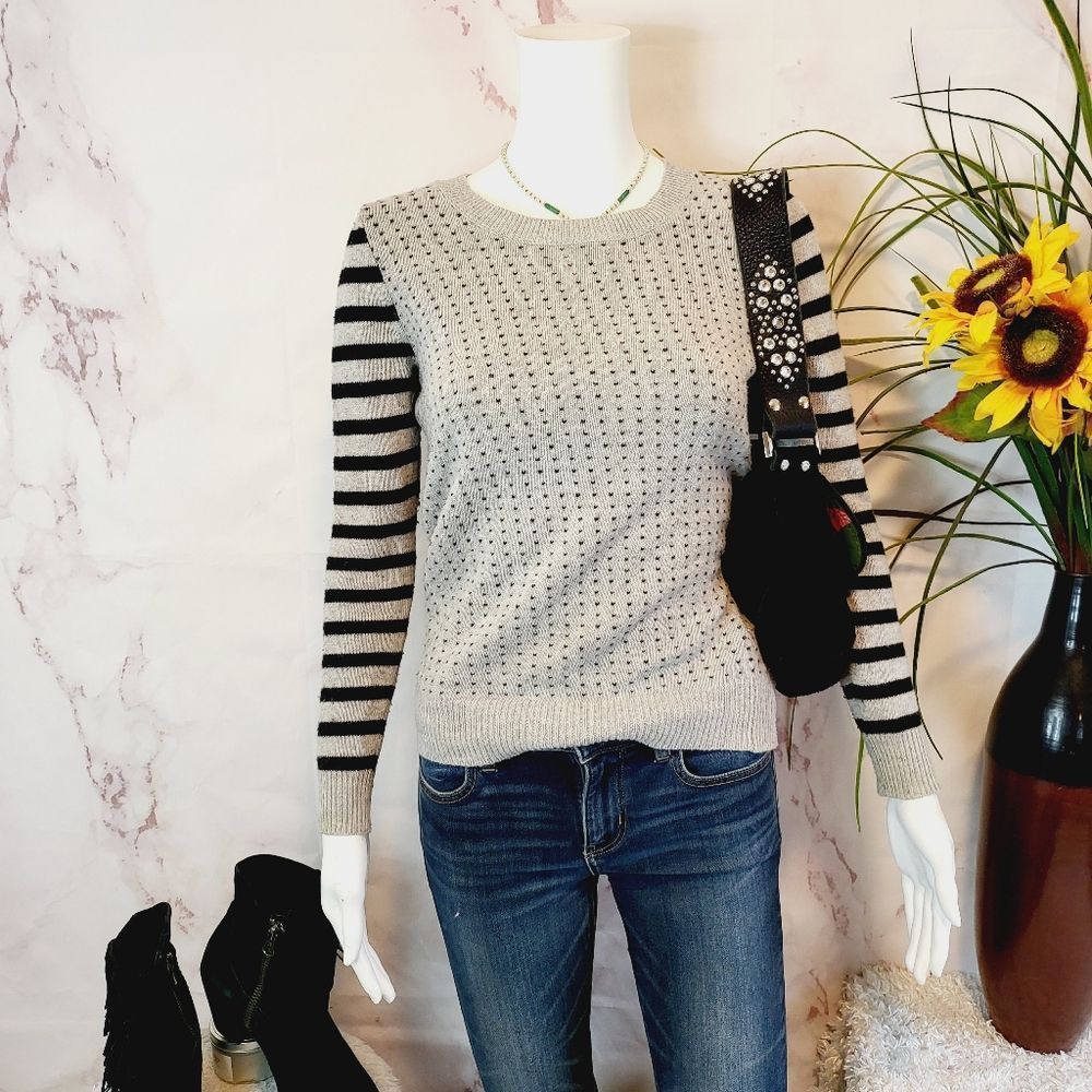 Madewell hearts with stripe sleeves cotton blend sweater - Picture 2 of 7